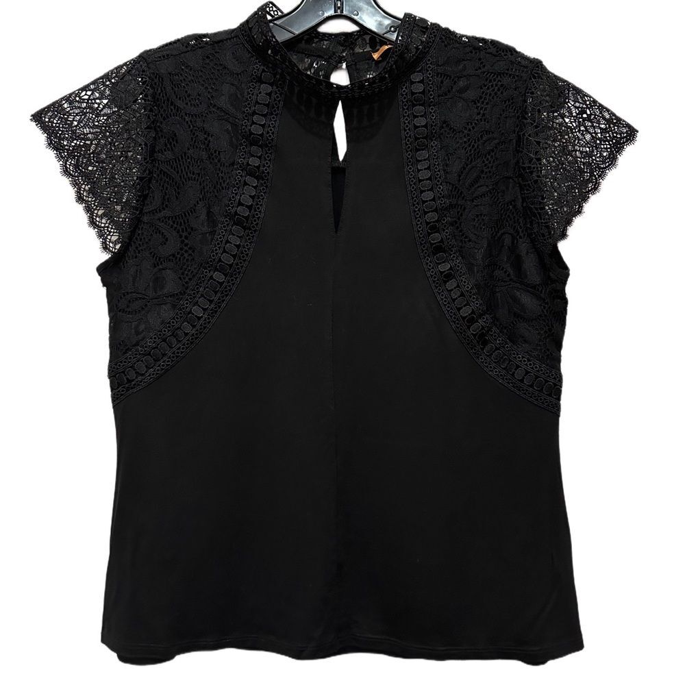 NWT Belldini Black Lace Top Size M